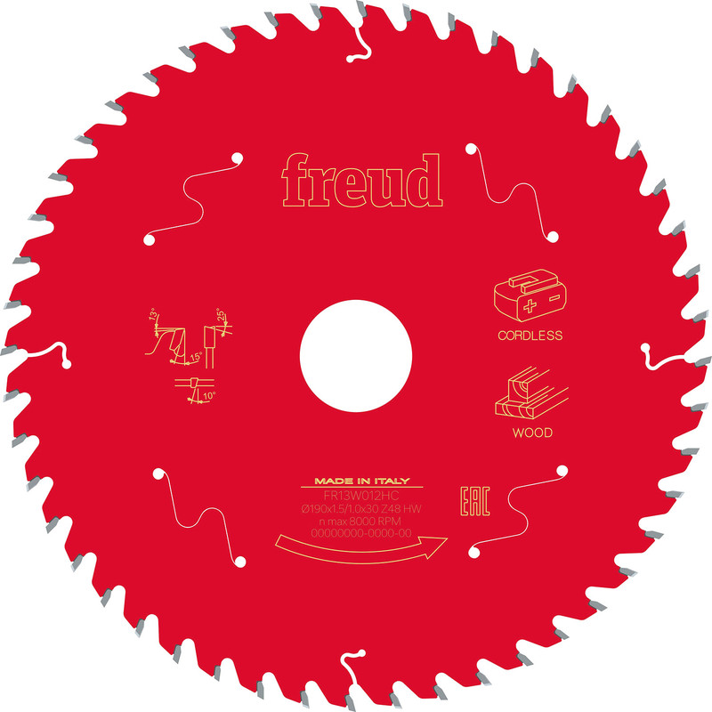 Freud Cordless Circular Saw Blade 190 x 30 x T48