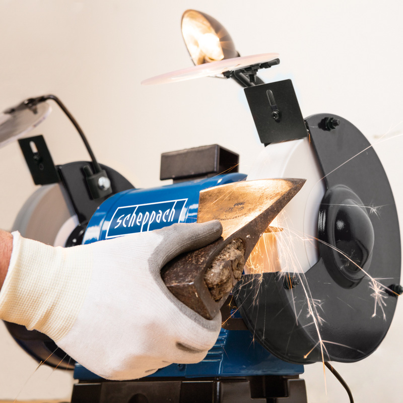 Scheppach BG200AL 550W 200mm Bench Grinder with White Stone 240V