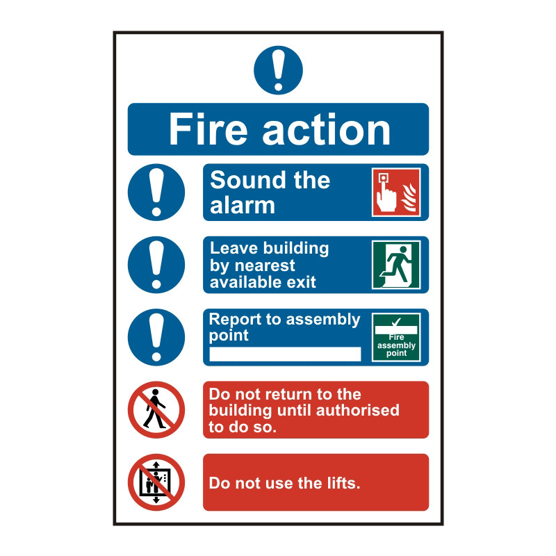 PVC Fire Action Safety Sign Fire Action Procedure