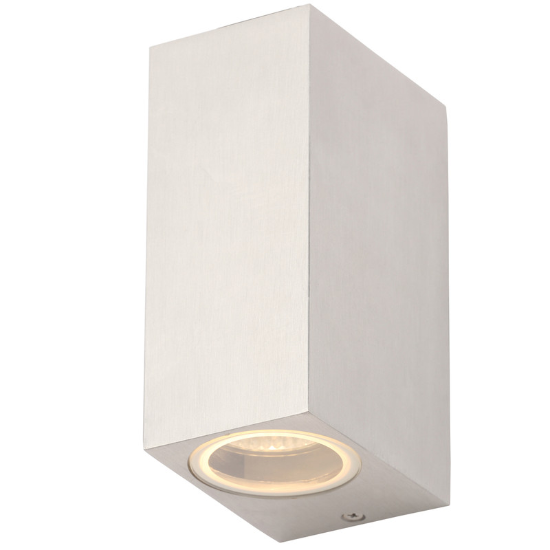 Zink Fleet GU10 Square Aluminium Light IP44 Up & Down 2 x 35W