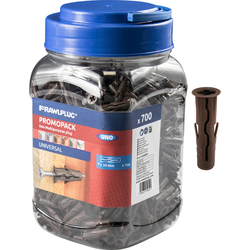 Rawlplug UNO Universal Contract Wall Plug Brown 7mm Without Screws