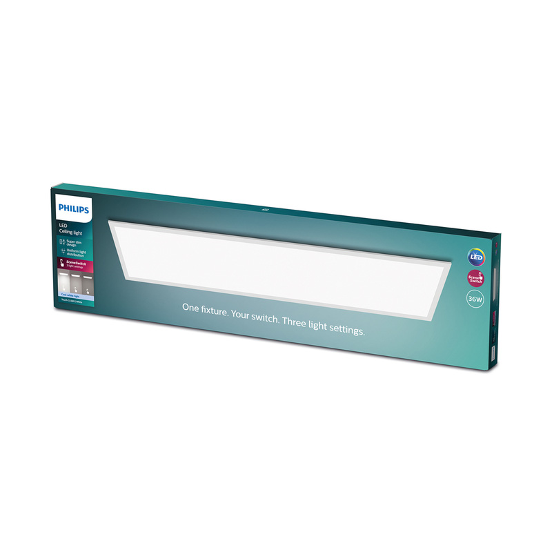 Philips CL560 Super Slim Rectangular Panel Ceiling Light 1200x300mm White 36W 3600lm Cool White