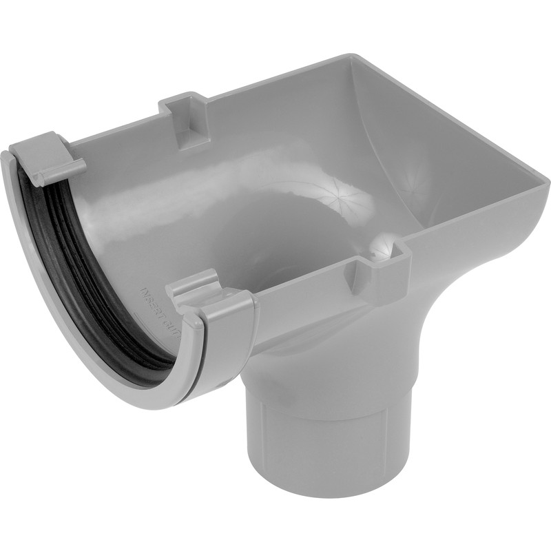112mm Half Round Stopend Outlet Grey