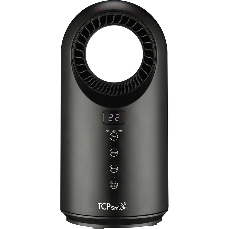TCP Smart Wifi Portable Bladeless Ceramic Heater & Cooling Fan 1500W Black