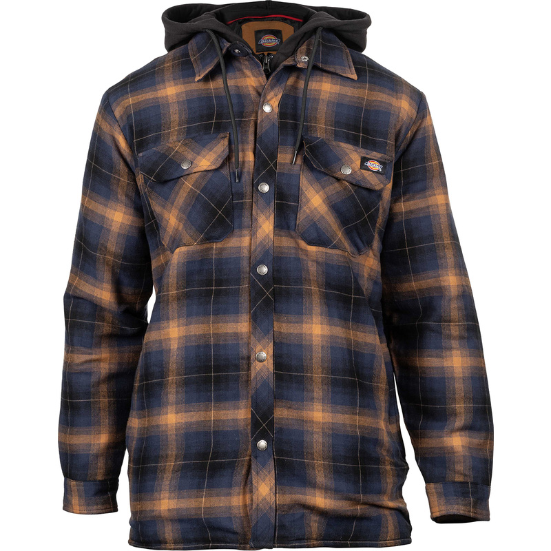 Dickies Fleece Hood Flannel Shirt Jacket Blue L