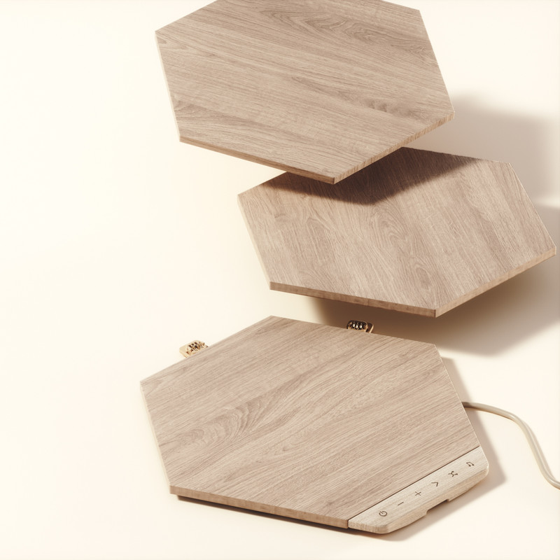 Nanoleaf Elements Hexagons Expansion Pack Wood Look 3 Additional Panels