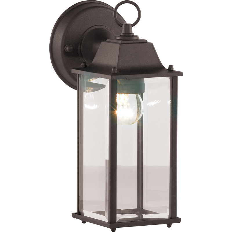 Zink Bevelled IP23 Glass Lantern Black