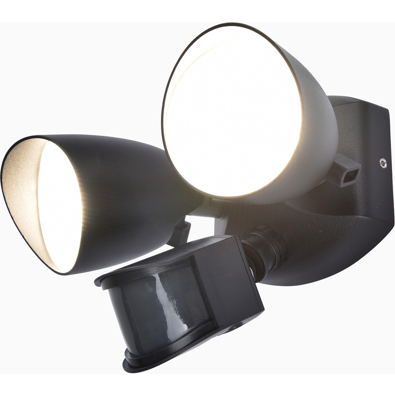 Lutec Shrimp IP54 LED PIR Wall Light 23w 1700lm Black