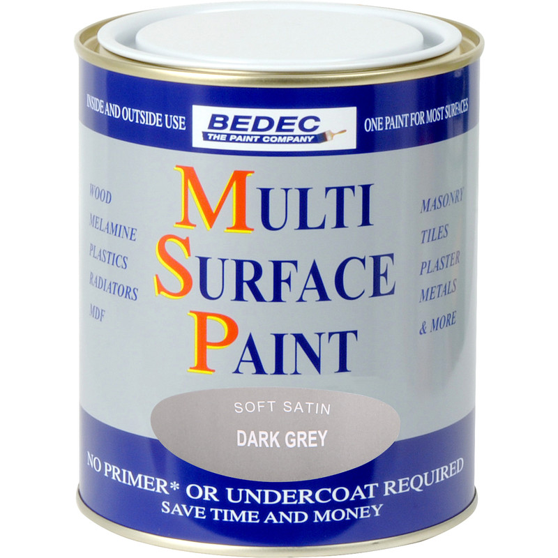 Bedec Multi Surface Paint Satin Dark Grey 750ml