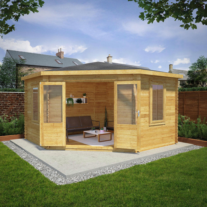 Mercia Corner Cabin - 28mm 4m x 4m Double Glazed