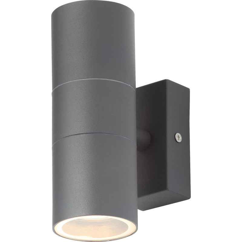 Zink Leto Up & Down Wall Light IP44 Anthracite Stainless Steel