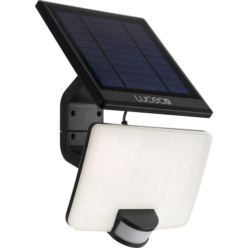 Luceco Solar Floodlight with PIR & Detachable Solar Panel 8W 800lm 4000K
