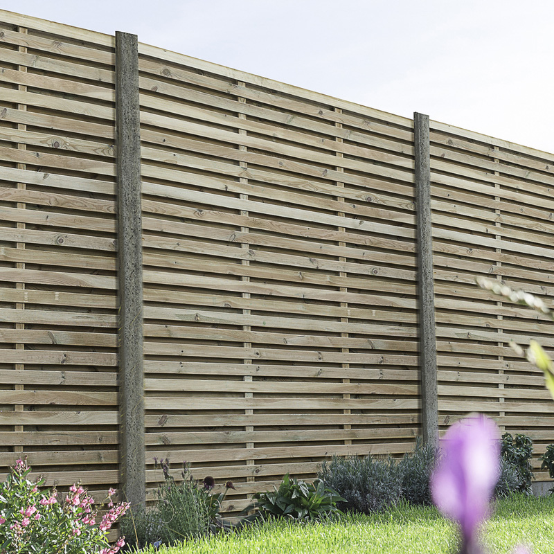 Forest Garden Pressure Treated Contemporary Double Slatted Fence Panel 6' x 6'