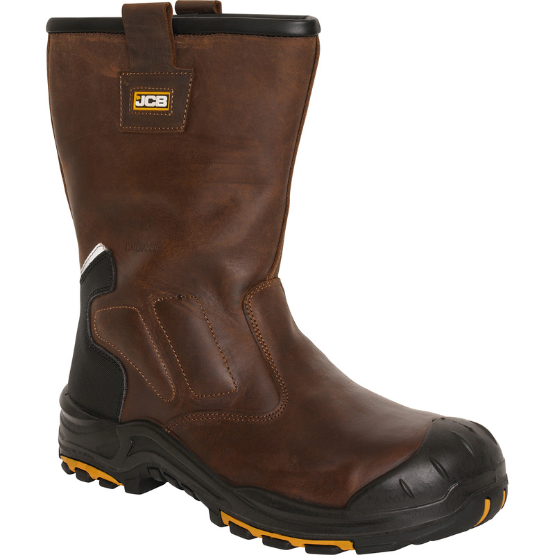 JCB Denstone Waterproof Rigger Boots Brown Size 8