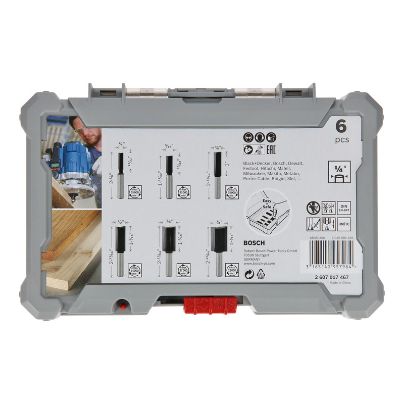 Bosch Straight 1/4" Shank Router Bit Set