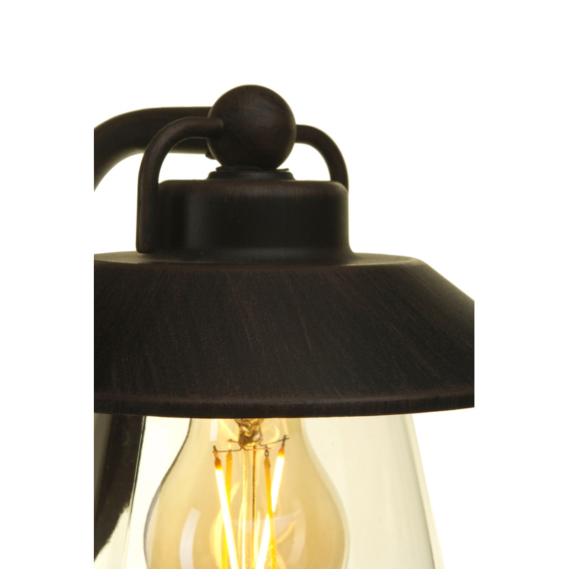 Lutec Cate IP44 Wall Light E27 Black Rust