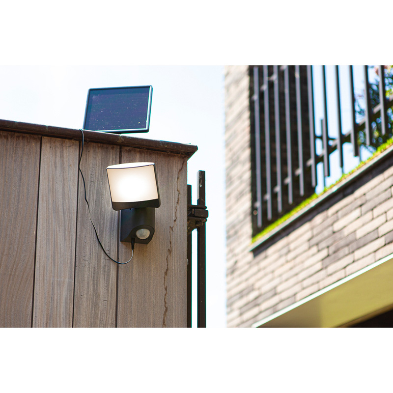Lutec Sunshine IP54 LED Solar Wall Light 7w 500lm Dark Grey