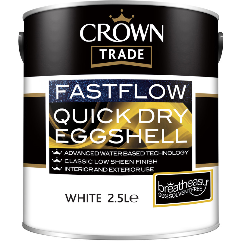Crown Trade Fastflow Quick Dry Eggshell Paint 2.5L White