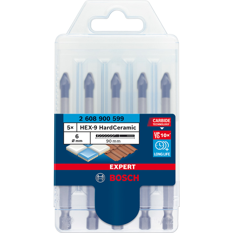 Bosch EXPERT HEX-9 Hard Ceramic Drill Bit 6 x 90mm 5 Piece