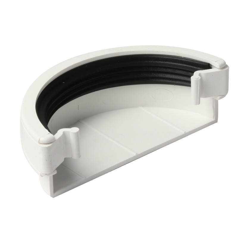 112mm Half Round Stop End External White