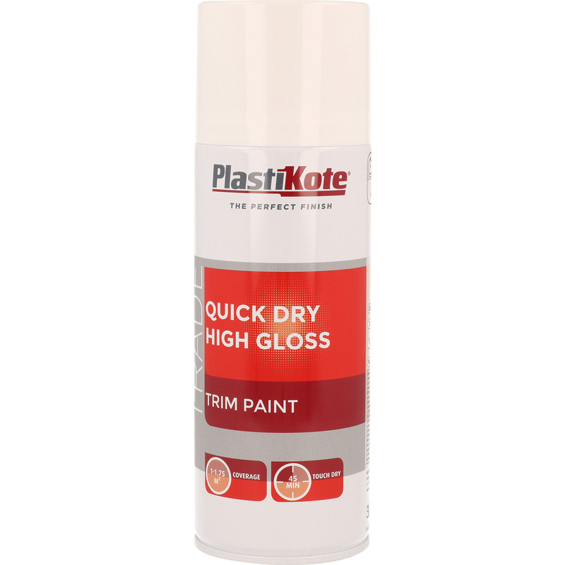 Plastikote Quick Dry High Gloss Spray Paint 400ml White