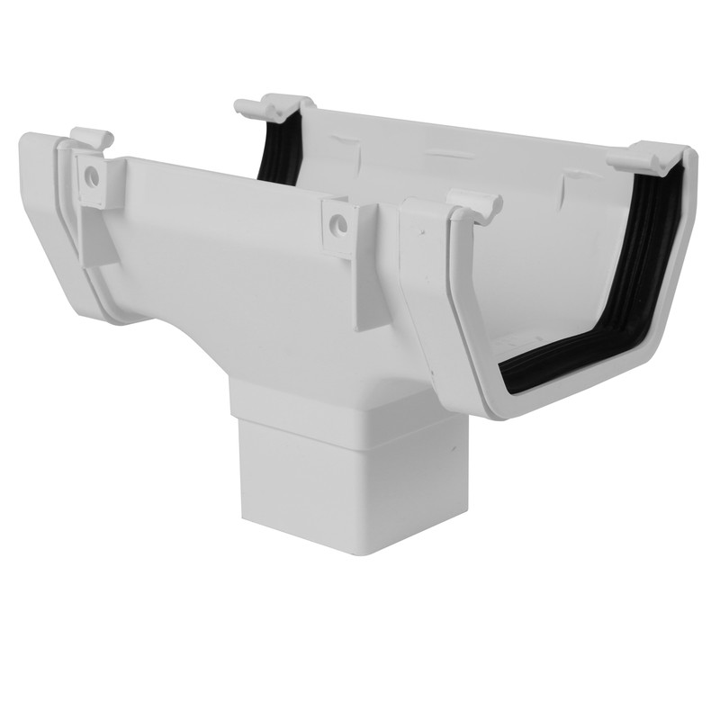 114mm Square Line Running Outlet White