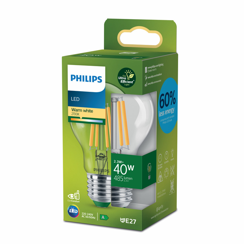 Philips LED Ultra Efficient Lamp E27 A60 40W 2700K