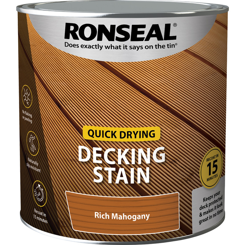 Ronseal Quick Drying Decking Stain 2.5L Rich Mahogany