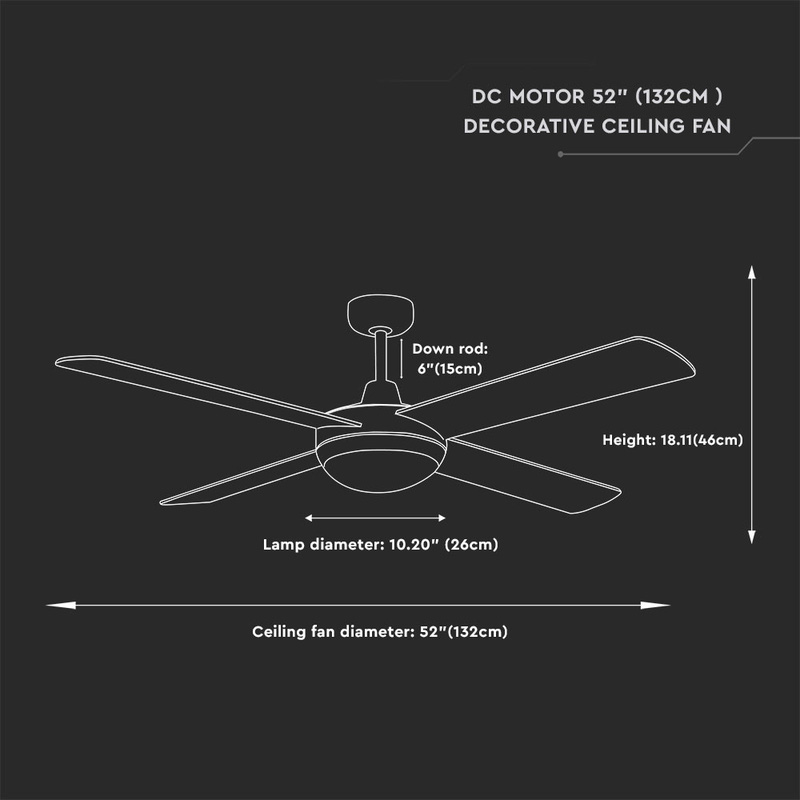 V-TAC LED Decorative Ceiling Fan Light with Remote Control White 35W 2 x E27