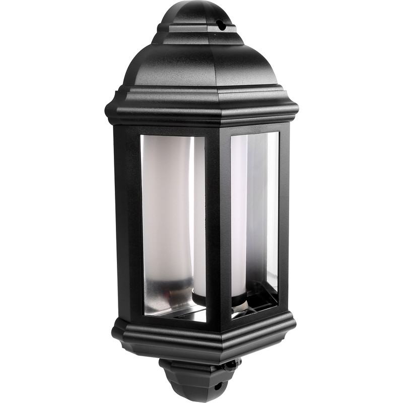 LED PIR IP44 Half Lantern 7W Black 540lm