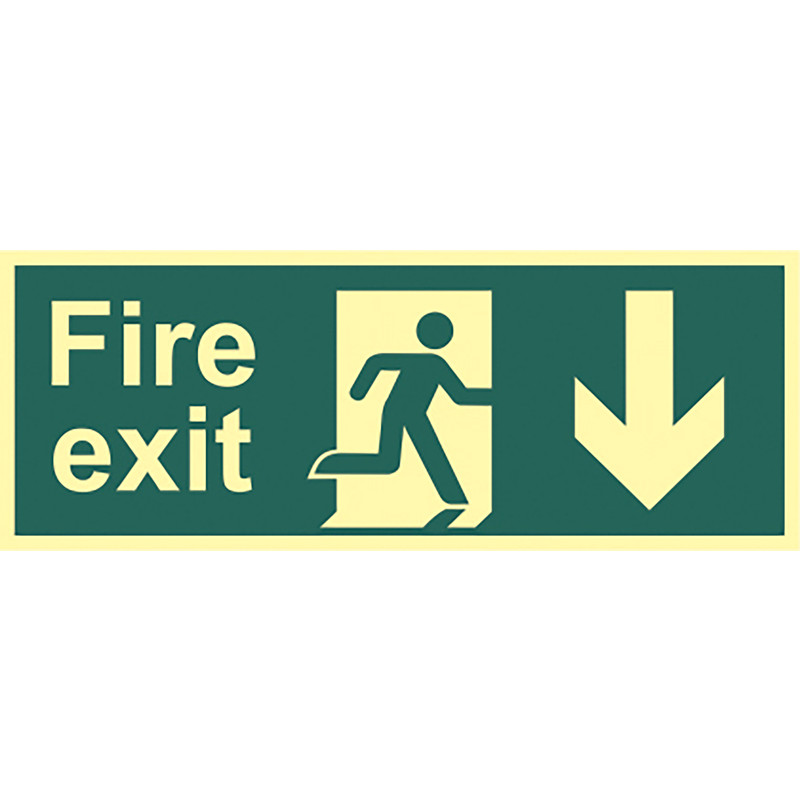 Photoluminescent Fire Exit Sign Fire Exit Down