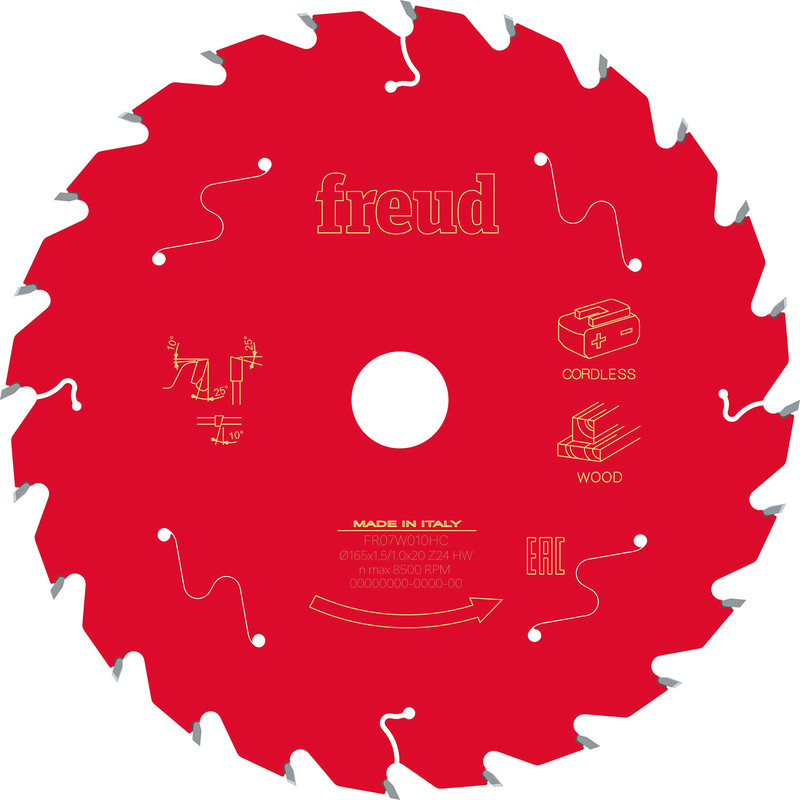 Freud Cordless Circular Saw Blade 165 x 20 x T24