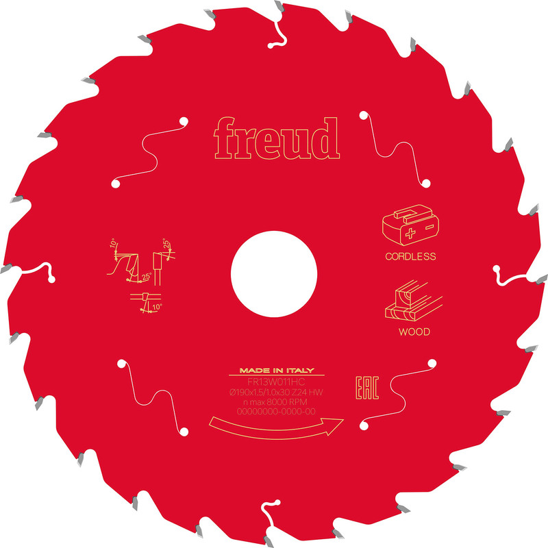 Freud Cordless Circular Saw Blade 190 x 30 x T24