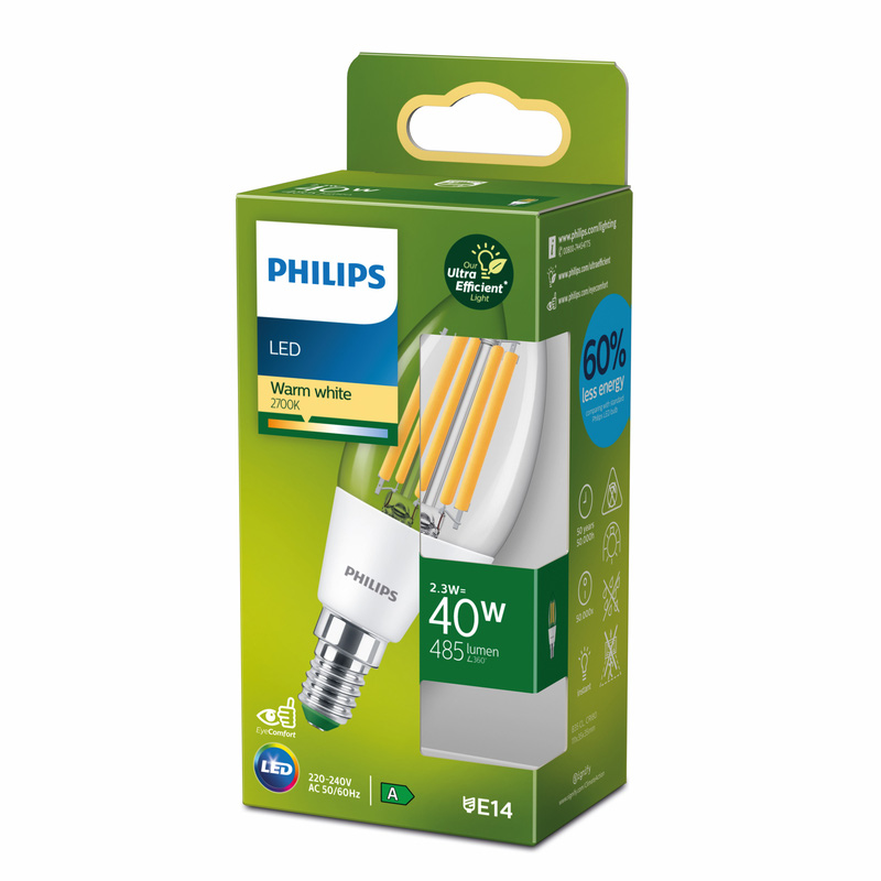 Philips LED Ultra Efficient Lamp E14 B35 40W 2700K