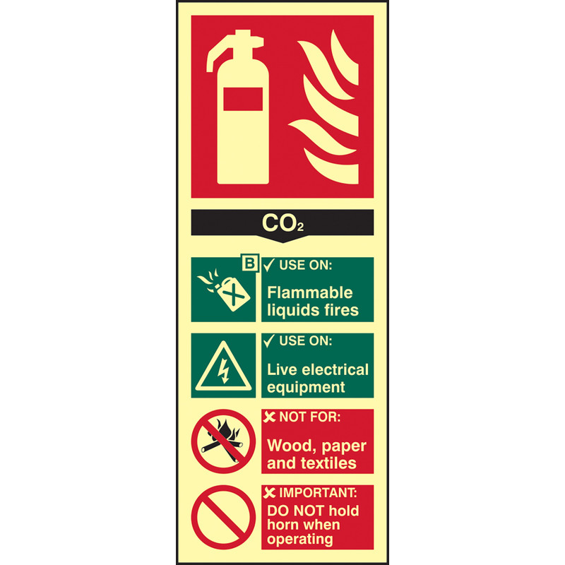 Photoluminescent Fire Extinguisher Sign CO2