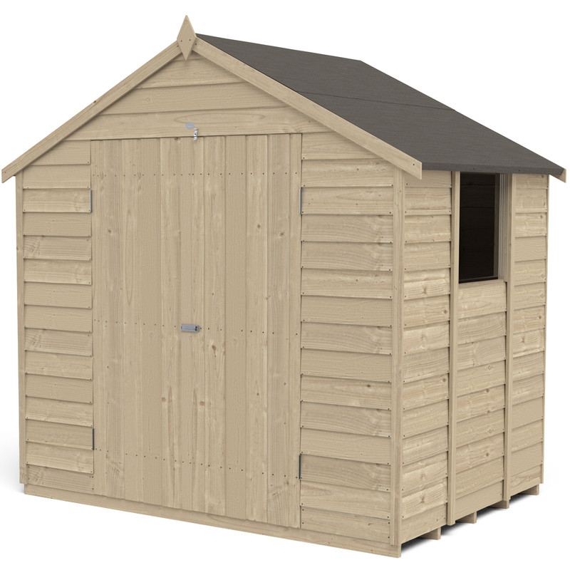 Forest Garden Overlap Pressure Treated Apex Shed - Double Door 7' x 5'
