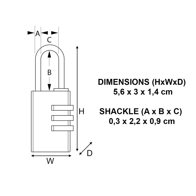 Master Lock Combination Padlock Brass 20 x 56 x 14mm