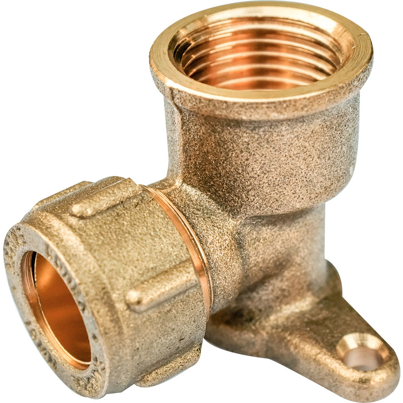 Conex Female Wall Plate Elbow (2 Hole) 15mm x 1/2"