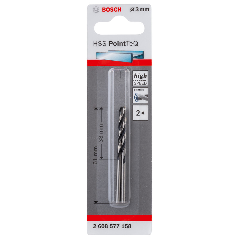 Bosch PointTeQ HSS Metal Drill Bit 3.0mm