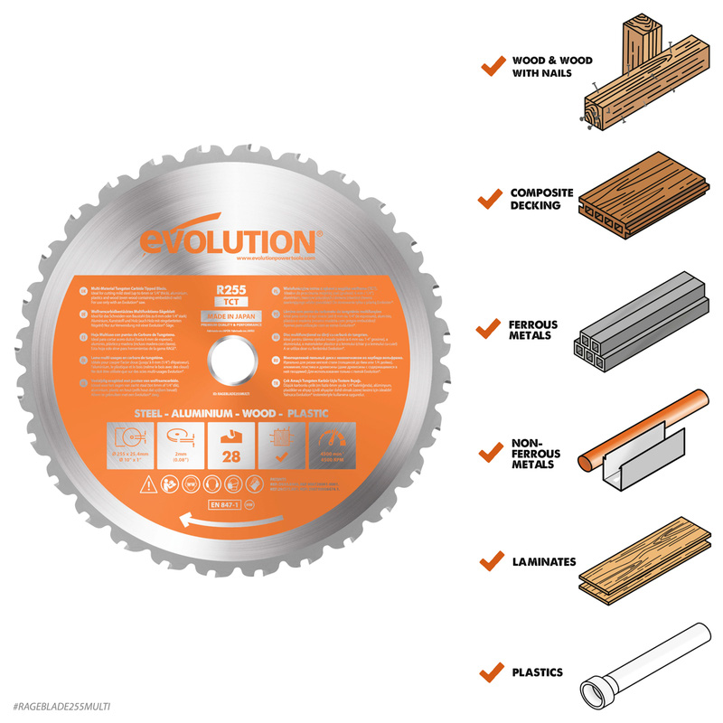 Evolution RAGEBLADE255MULTI Multi-Material Saw Blade 255mm x 28T