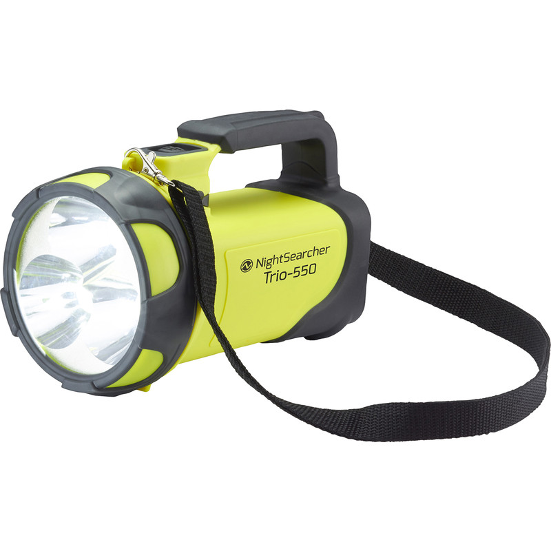 Nightsearcher Trio LED Rechargeable Handlamp Torch Yellow 550lm 600m Beam