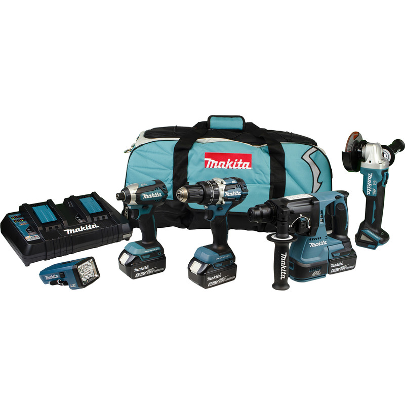 Makita 18V LXT 5 Piece Brushless Combi Kit 3 x 5.0Ah