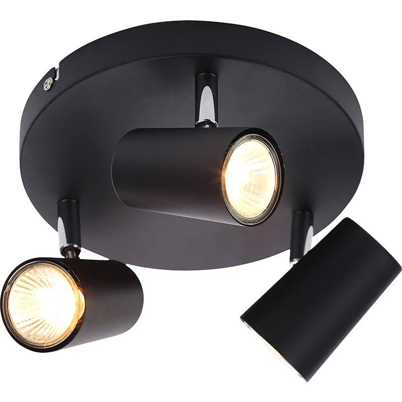 Harvey 3 Light Plate Spotlight Black