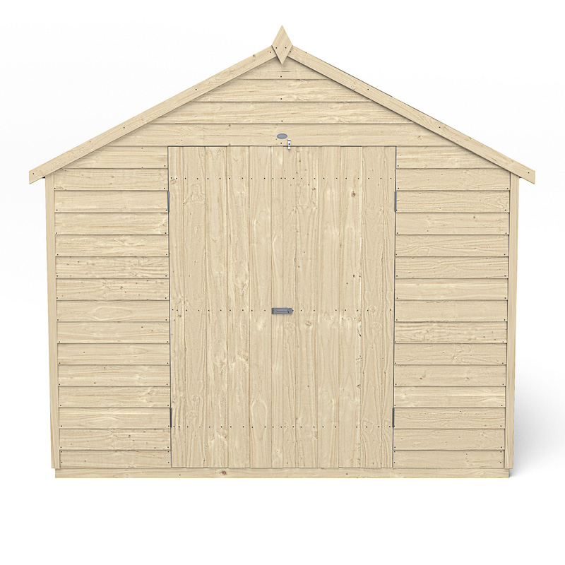 Forest Garden Overlap Pressure Treated Apex Shed - Double Door, No Windows 10' x 8'