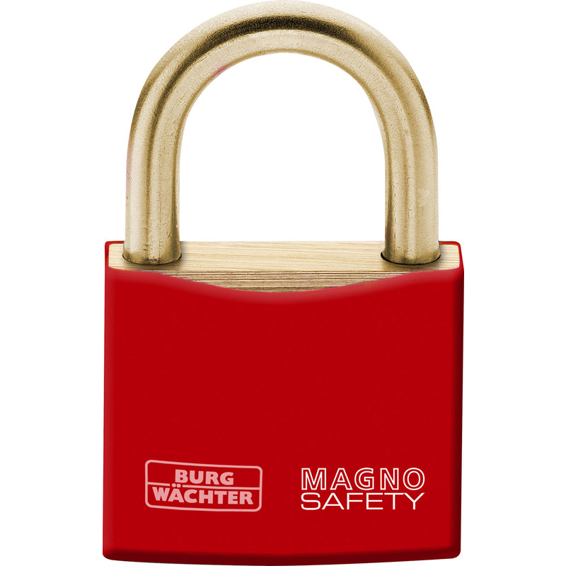 Burg-Wächter Magno Brass Safety Lockout Padlock Red 40mm