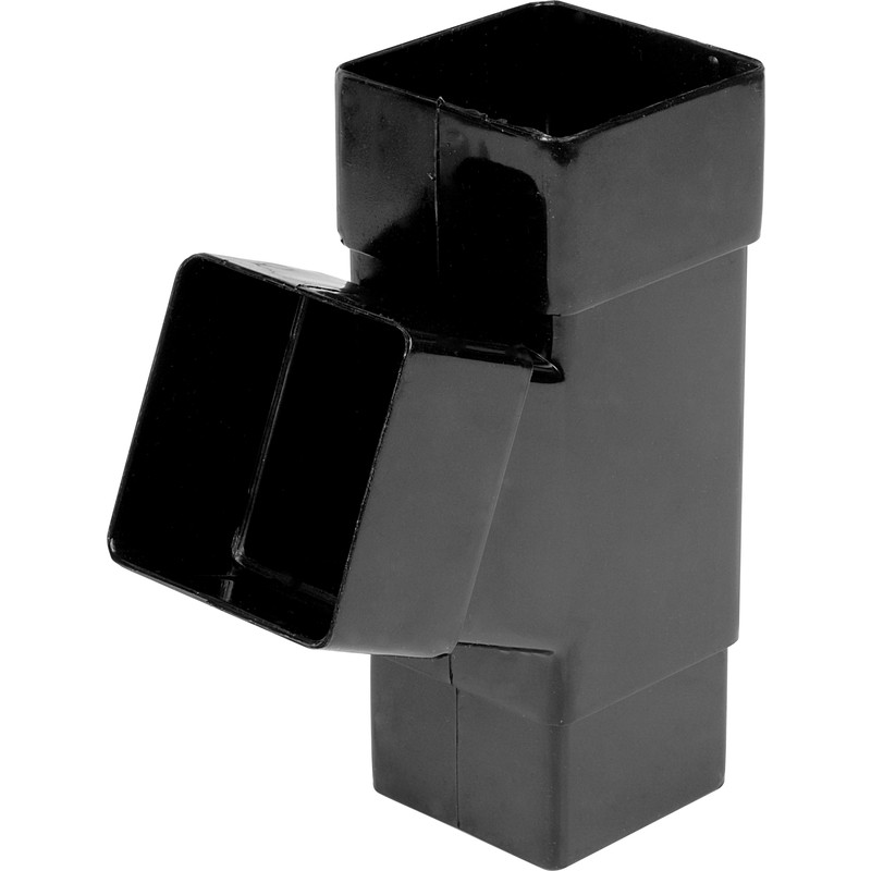 65mm Square Pipe Branch 112.5° Black