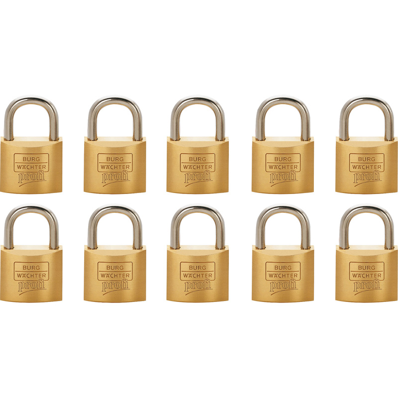 Burg-Wachter PROFI Ni Brass Keyed Alike Padlock Set 30mm