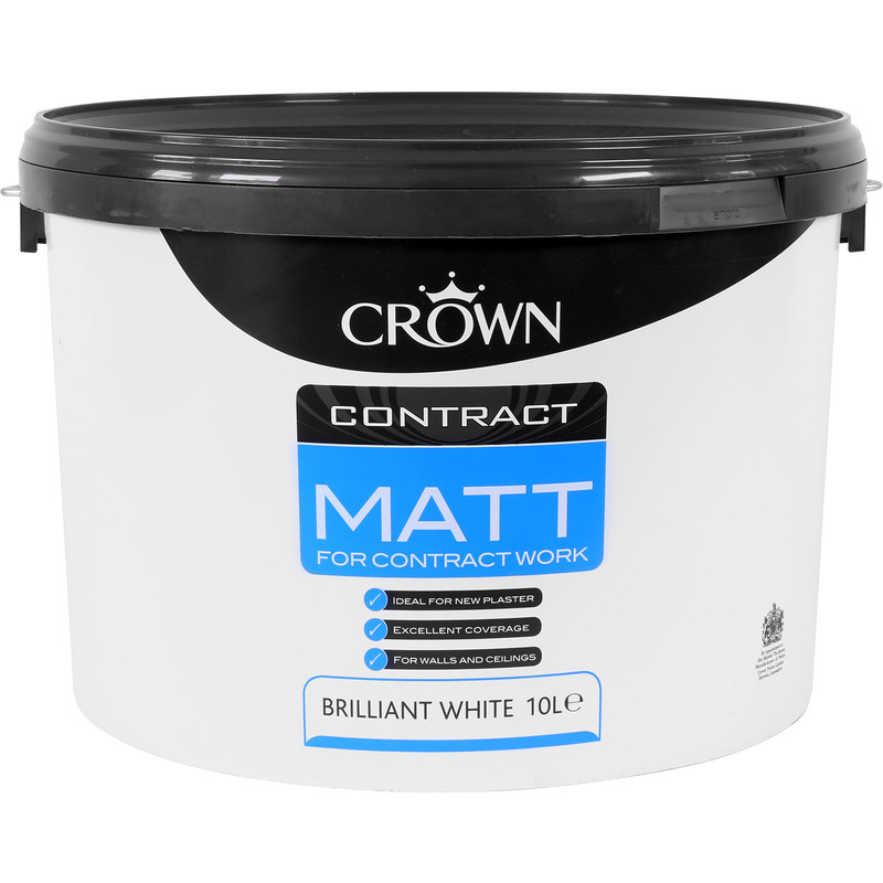 Crown Contract Matt Emulsion Paint 10L Brilliant White