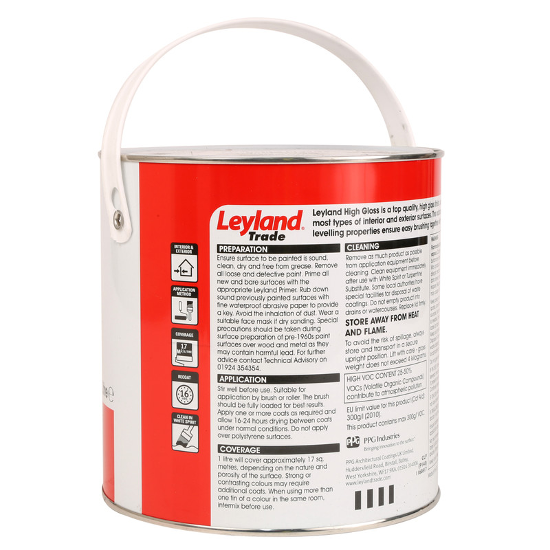 Leyland Trade High Gloss Paint Brilliant White 2.5L