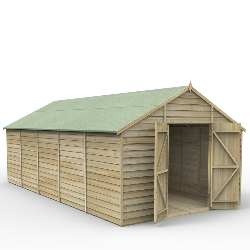 Forest Garden Overlap Pressure Treated Apex Shed - No Window, Double Door 10' x 20'